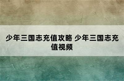 少年三国志充值攻略 少年三国志充值视频